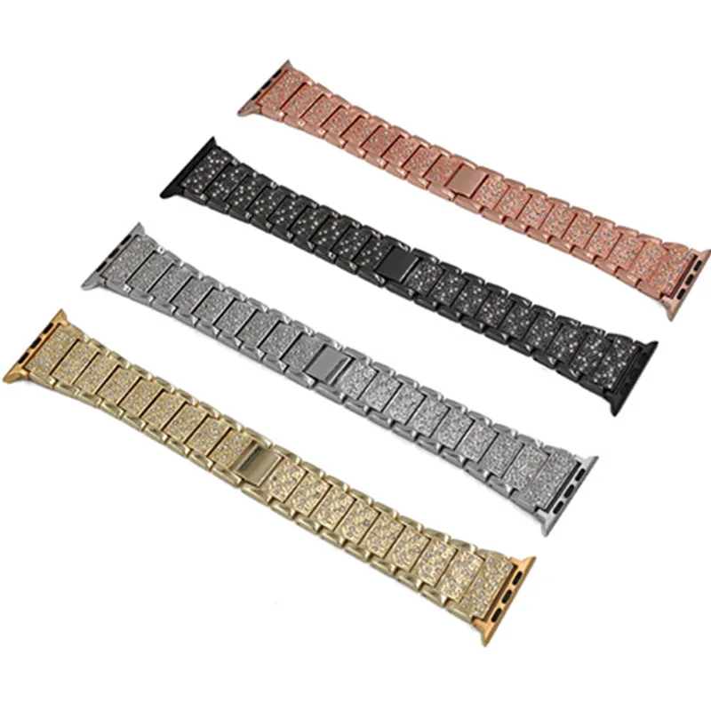 

Suitable To for Apple Watch 123 Generation for Apple38/42mm Full Rhinestone Metal Inlaid Steel Strip Stainless Steel Strap