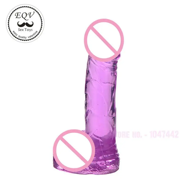 EQV Small Dildo With Suction Cup Soft Realistic Dildo, Penis Realistico Testies Glans Real Cock Jelly Dildo Sex Toys For Woman.