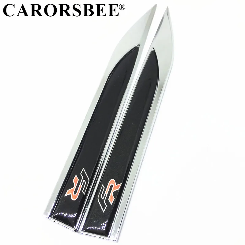 

CARORSBEE 1 Pair FR Emblem Badge Car Stickers Metal Door Fender Side Auto Accessories for Seat leon FR Cupra Ibiza Altea Exeo