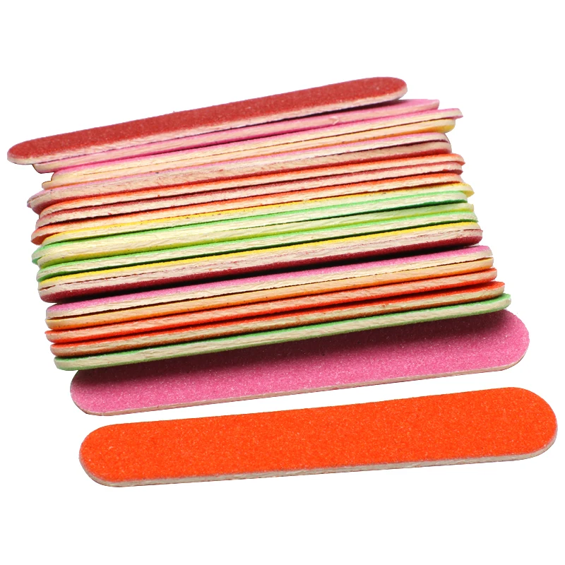 Arquivos de Madeira Ferramentas da Arte do Unha Removedor de Arquivo Cor da Mistura Mini Unhas Artificial Lixa Buffers Cutícula Descartável Fino Bloco 500 Pçs 5 ferramentas da arte do prego artificial cor