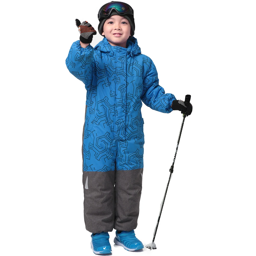 

2016 new Boys Winter romper Polyester Single Breasted boys winter clothes Hooded blue Geometric Baby Boys winter warm snowsuit