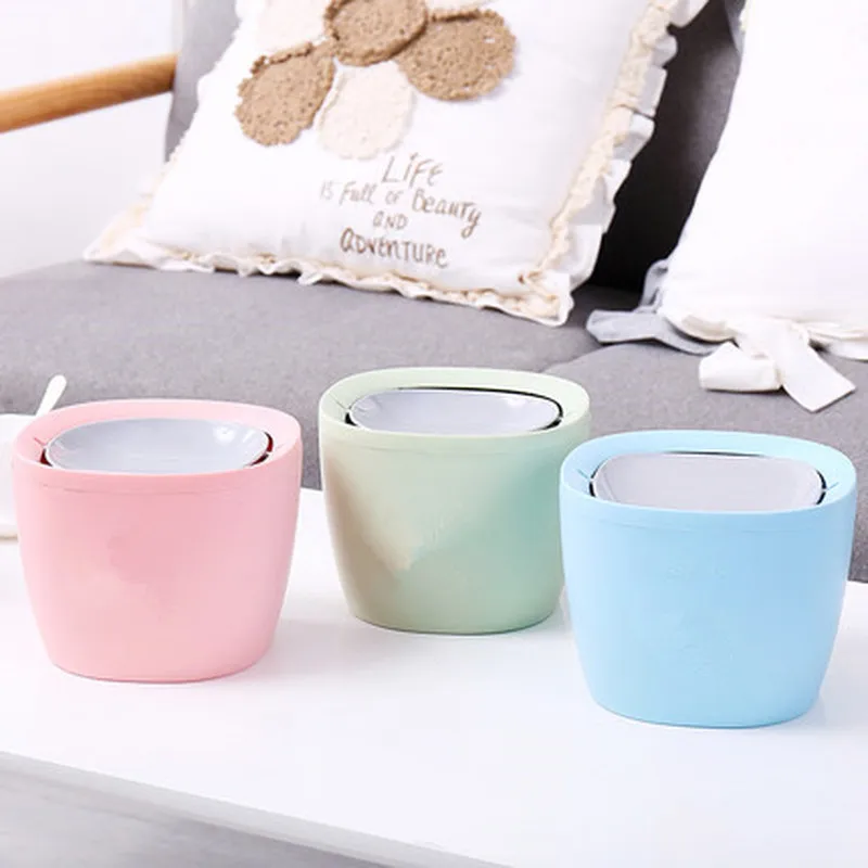 

Trash Can Creative Cute Rolling Cover Type Desktop Waste Bins Home Office table Bathroom Mini trash bin Garbage Box Storage Box