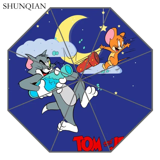 P Tom and Jerry Umbrella Custom Printing Foldable Sun Rain Travel