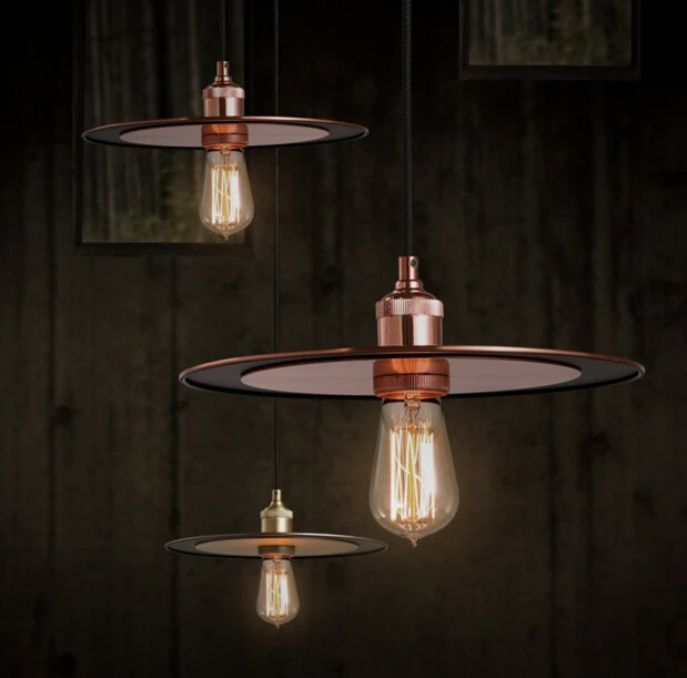 

New Suspension Luminaria Simple Restaurant Pendant Light Retro Industry Nostalgia Loft Bar Cafe Round LED E27 Lamp Free Shipping
