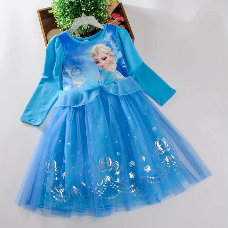 

Disney Frozen Romance Aisha Princess Dress Spring Long Sleeve New Aisha Queen Dress Child Anime Dress