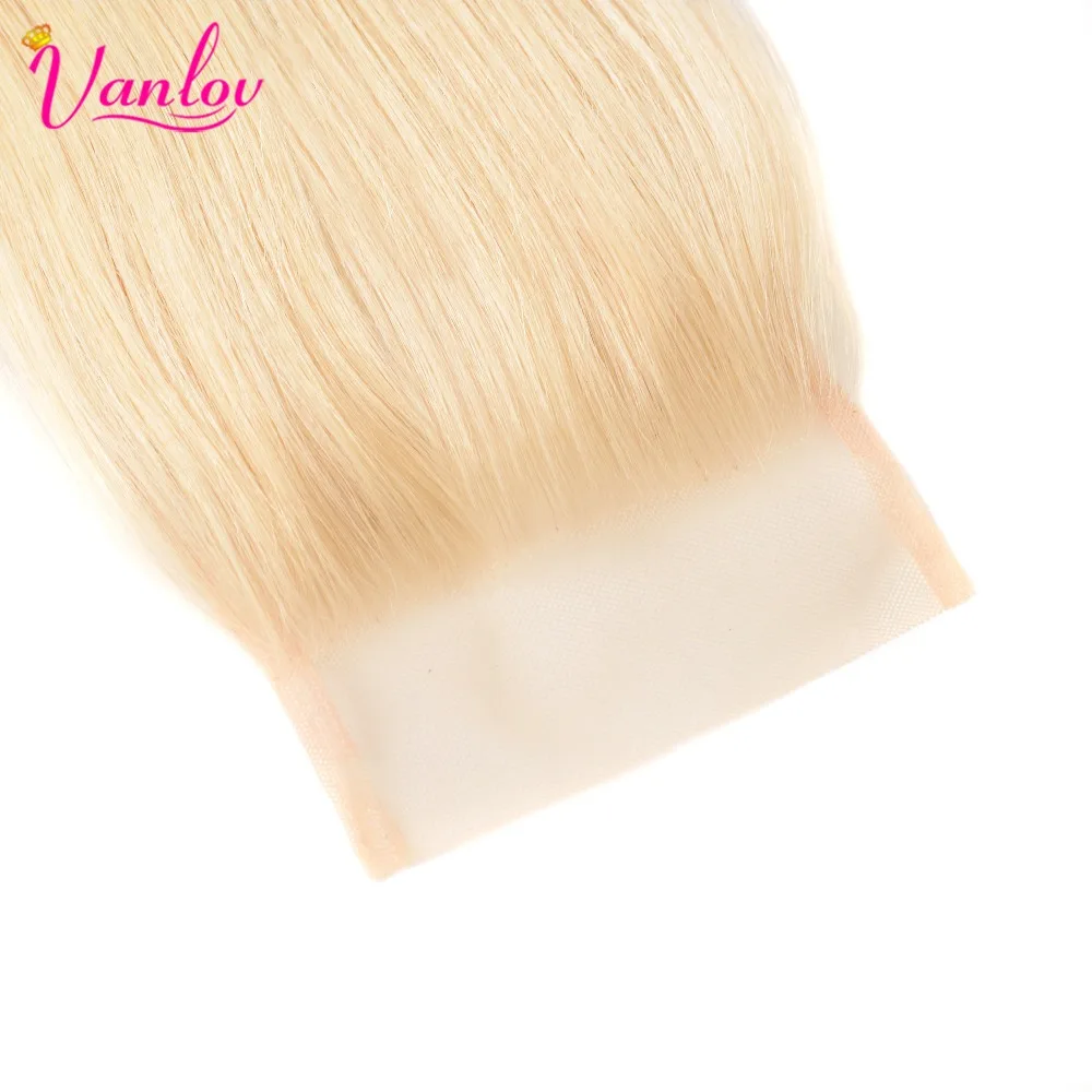 Vanlov 100% человеческие волосы прямые 613 блондинка синтетическое закрытие шнурка с ребенком волос 8-20 дюймов волосы remy Прямые синтетическое
