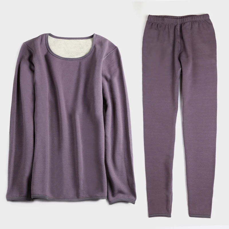

270g Of Brushed Silk Underwear With Thickened Female Cashmere Warm Suit Double Fabric, Cotton Outer, Inner 100% Silk