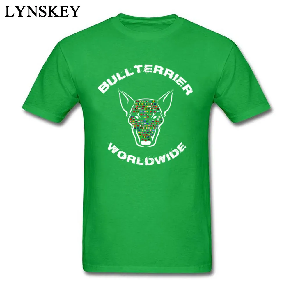 Design T-shirts Faddish Round Collar Bullterrier Worldwide Flags Cotton Student Tops Shirt Casual Short Sleeve Tee-Shirts Bullterrier Worldwide Flags green