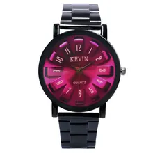 KEVIN Women Men Wrist Watch With Black Stainless Steel Watches Strap Unique Dial Best Gift for lady Girl Free Shipping