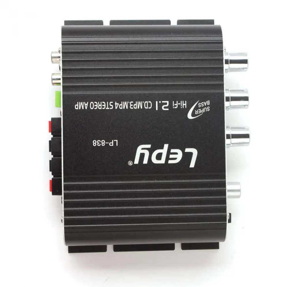 Автомобильный усилитель Lepy LP 838 12 В мини Hi Fi 2 1 радио CD MP3 MP4 стерео басовый динамик