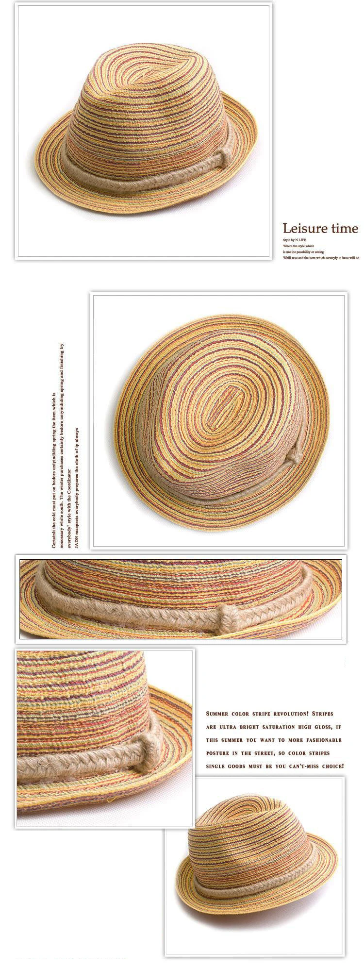 New Vintage Style Handmade Straw Hat Colorful Vacation Sun Hats Beach Casual Twist Detailing Summer Panama Sun Beach Hat Women 7