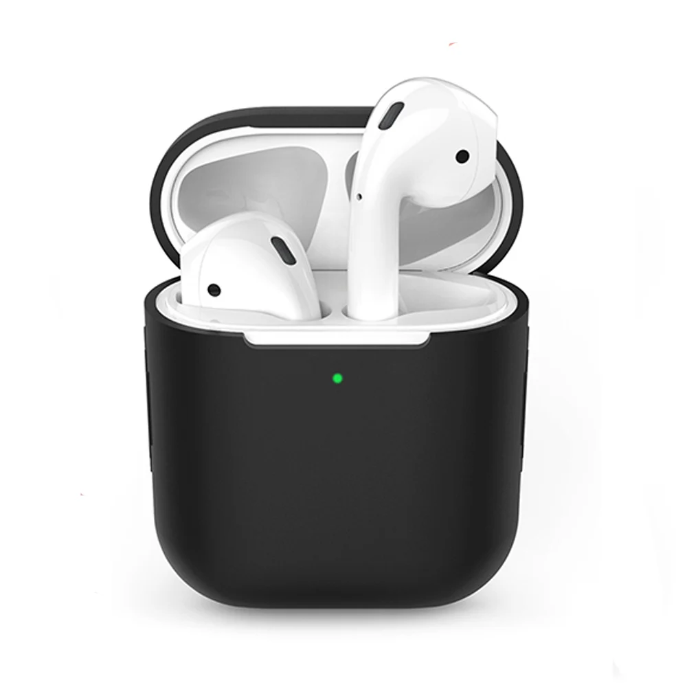 Силиконовый защитный чехол для Apple AirPods, беспроводная Крышка для наушников AirPod 2 1, аксессуары для наушников Air Pods, защитная оболочка - Цвет: Black Case