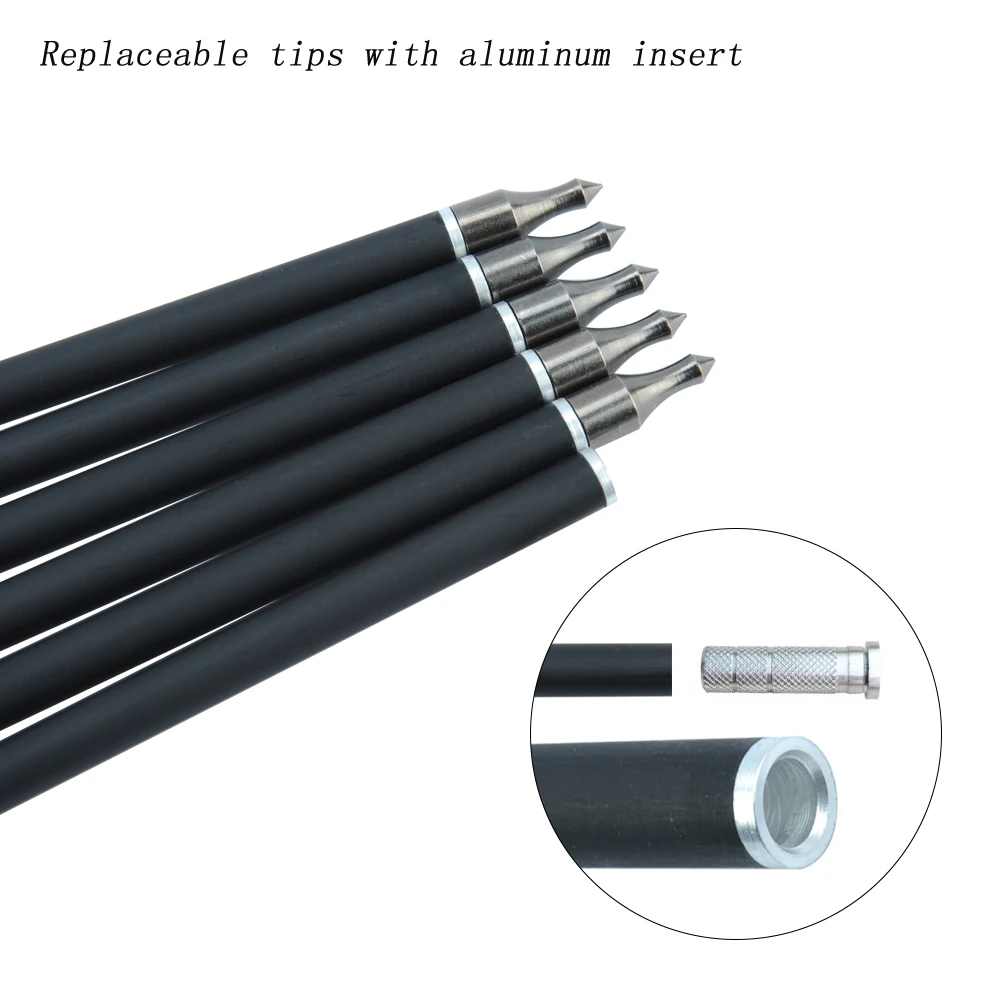 Günstige 6 12 24 stücke Carbon Pfeil 28 30 Zoll Wirbelsäule 500 mit Austauschbare Pfeilspitze für Verbindung Recurve Bogen bogenschießen Jagd