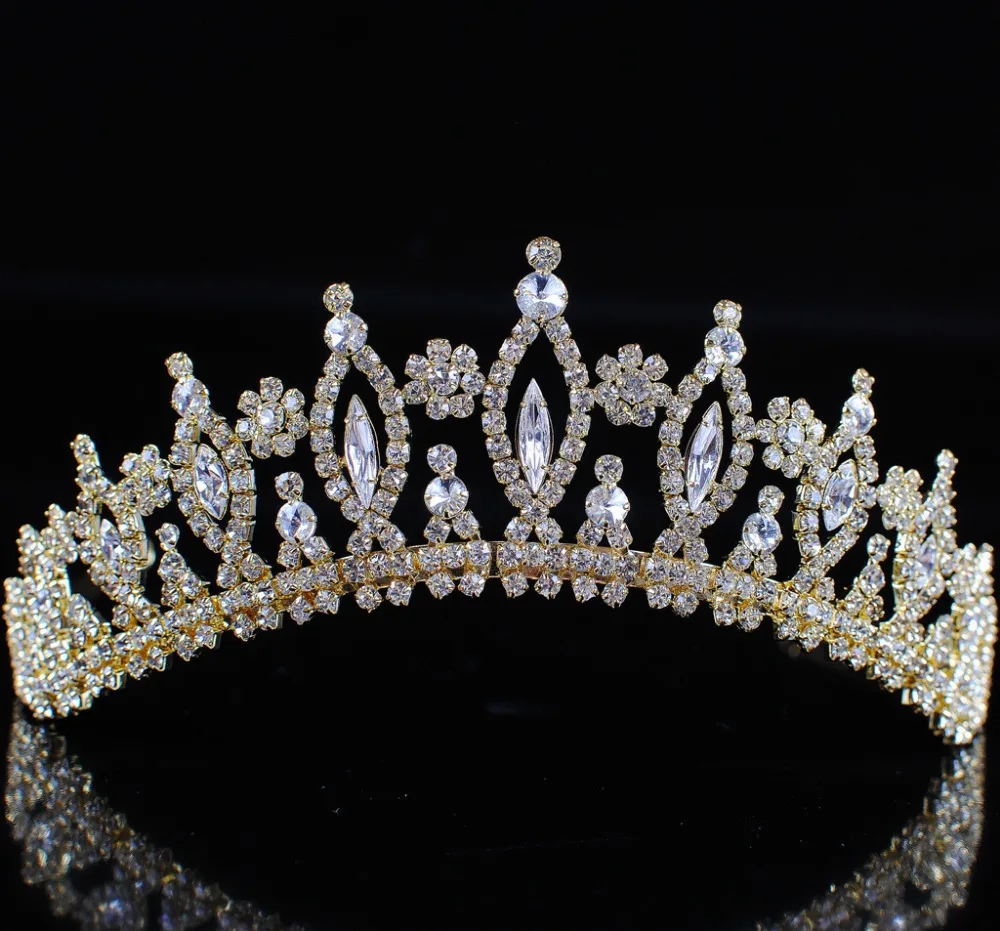 Vintage Wedding Bridal Diademi Corone Rhinestones di Cristallo liberi Del Partito di Promenade Pageant Oro Fatti A Mano Accessori Per Capelli Fascia