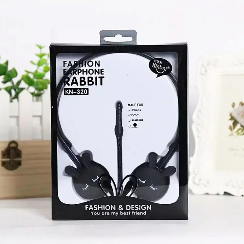 Wire Headphones Cute Cartoon Rabbit Candy Colour 3.5mm Stereo Headphone with Mic for Samsung Xiaomi mp3 Kids Student Birthday Gifts (4)