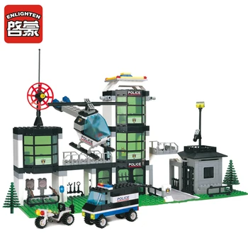 

ENLIGHTEN 466+PCS City Police Station Building Blocks 3D Model Building Blocks City Blocks Brinquedos Toys For Children Gift