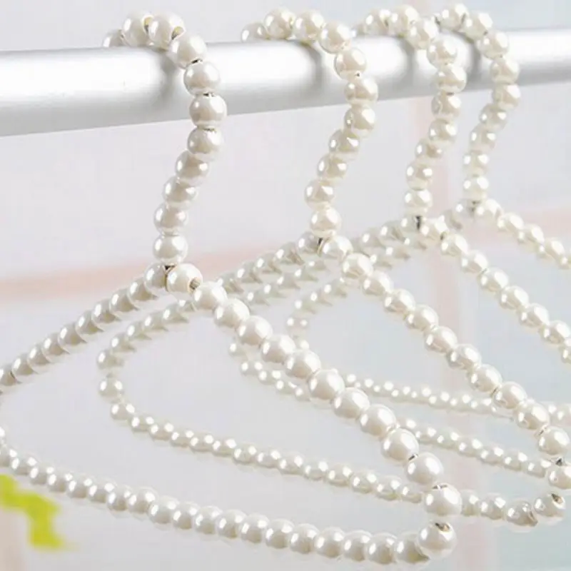Wholesale 50pcs DUNFA White Plastic Pearl Clothes Hangers Hook and