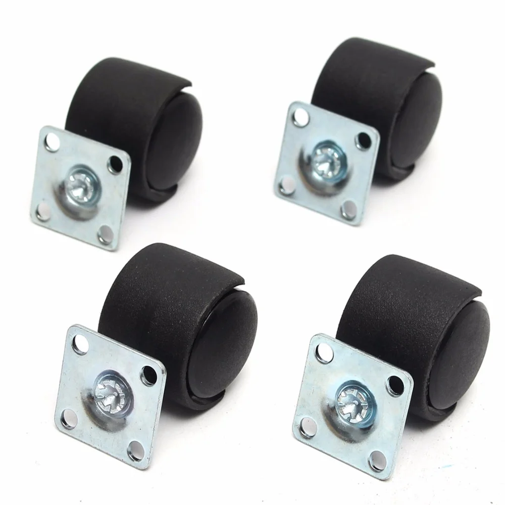 

4pcs Black Swivel Plate Caster Nylon Wheel Chair Table Castor Replacement 30mm Mayitr Hardware Casters For Furniture Machinery