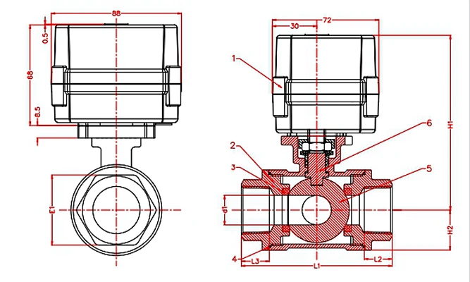 DN15 G1/2 три пути к коррозии 304 Корпус из нержавеющей стали, AC9 ~ 24 В Электрический автоматический клапан