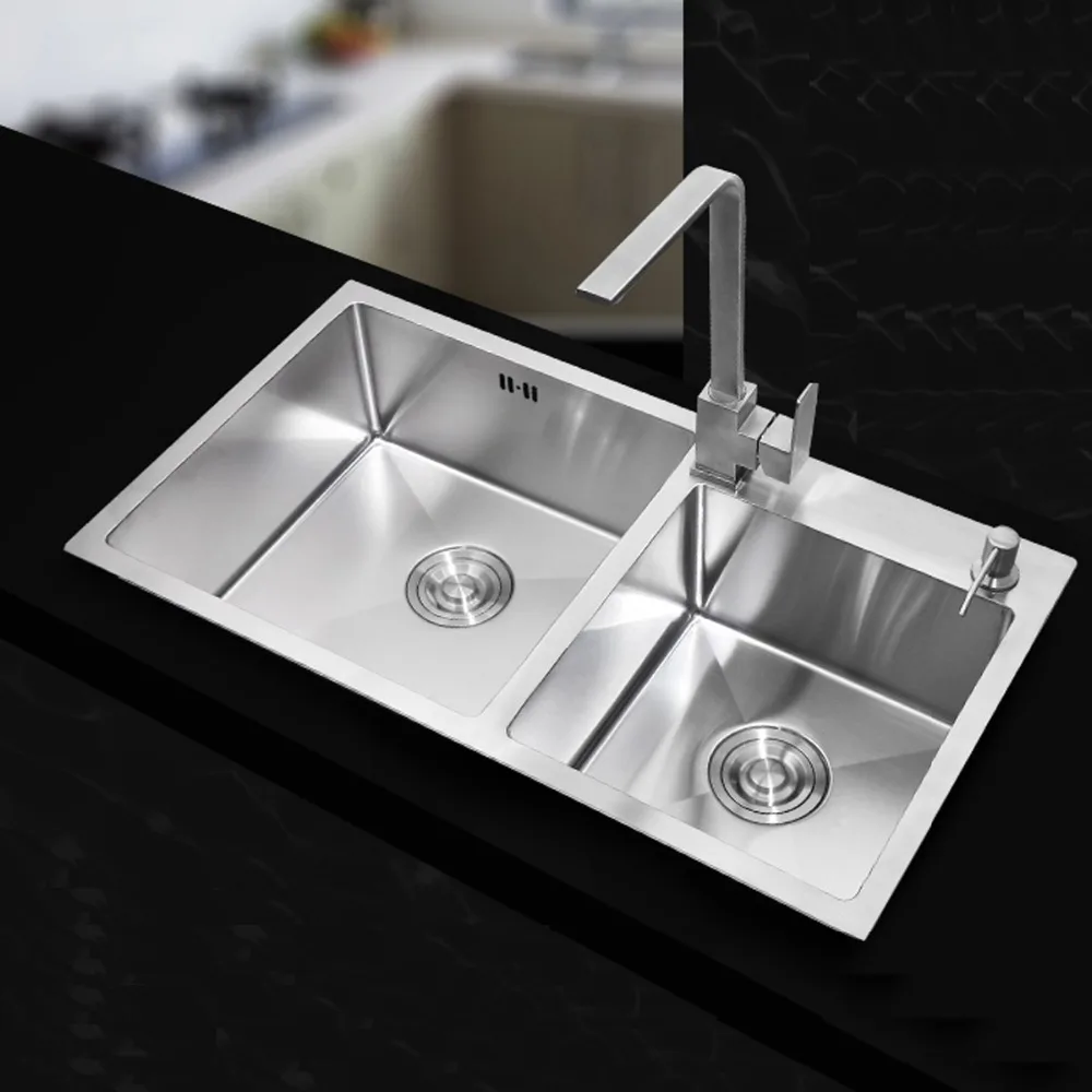 710 420 220mm Stainless Steel Undermount Kitchen Sinks Sets Double Bowl Drawing Double Drainer Handmade Seamless Welding Sink Buy Cheap In An Online Store With Delivery Price Comparison Specifications Photos And Customer Reviews