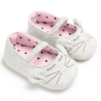 

Newborn Baby Girls Cute Cat Design Soft Bottom Anti-skid Infant Toddler First Walkers Soft Soled Kids Shoes