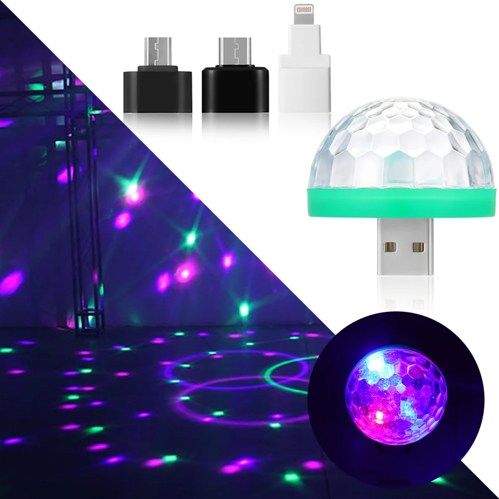 1 изделие, стильная мини-автомобиль USB атмосферный свет DJ RGB Красочная музыкальная резонаторная лампа для USB-C телефон музыкальный Управление магический шар