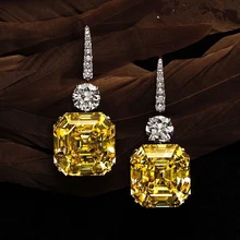 B315A лучшие новые желтые квадратные серьги-гвоздики в форме кубического циркония для женщин, подарок с бесплатной доставкой