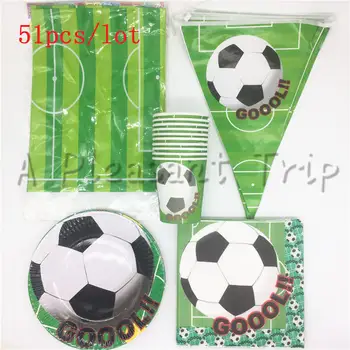 

51pcs/lot green World Cup soccer theme children birthday party supplies soccer cups tablecloths straws party supplies