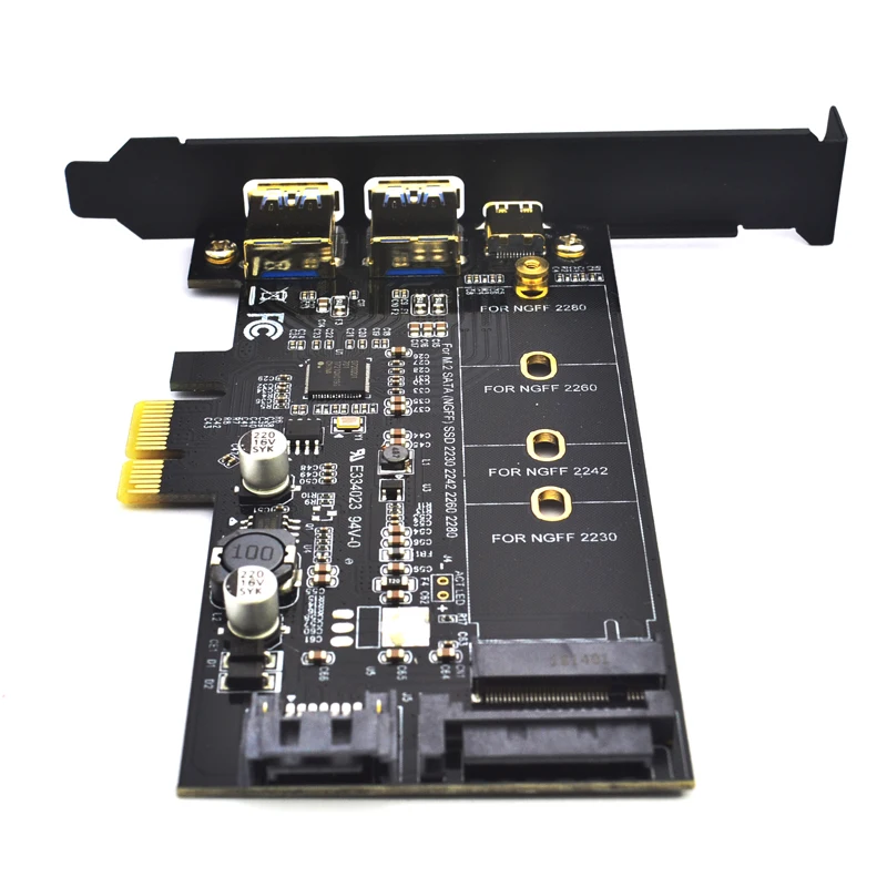 Двойной USB 3 0 1 порт Type c M.2 PCIe адаптер M2 SSD SATA B Ключ к PCI E 2280 контроллерная карта