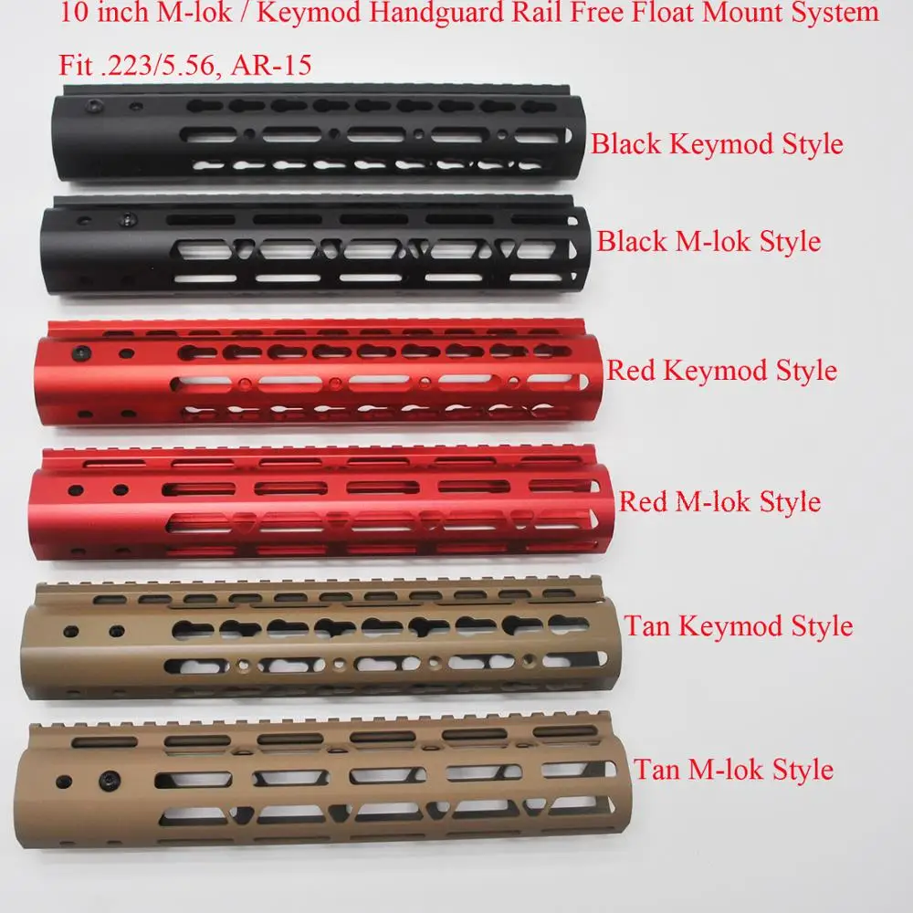 Aplus 10 ''inch Free Float Handguard Rail M lok / Keymod Style Mount System Fit .223/5.56 AR 15_Black/красный/песочный