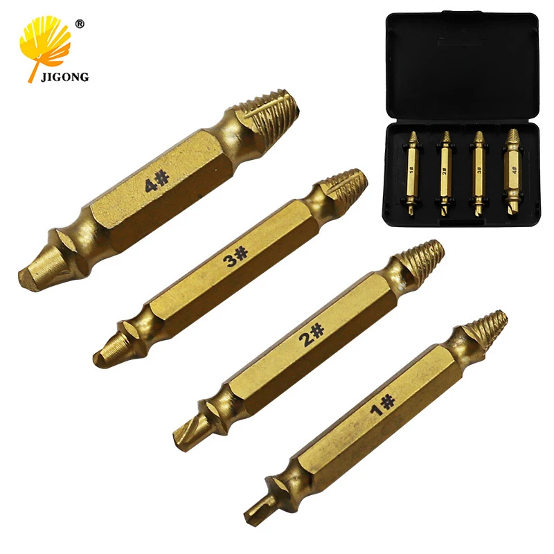 4pcs Broken Bolt Remover Screw Extractor Easy Out Drill Bits Stud Reverse Damage 4pcs Broken Bolt Remover Screw Extractor Easy Out Drill Bits Stud Reverse Damage