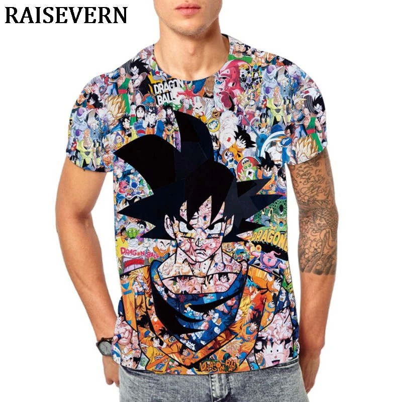 Футболка Dragon Ball 3D для мужчин футболки аниме Harajuku Goku Z летние с принтом мужские и