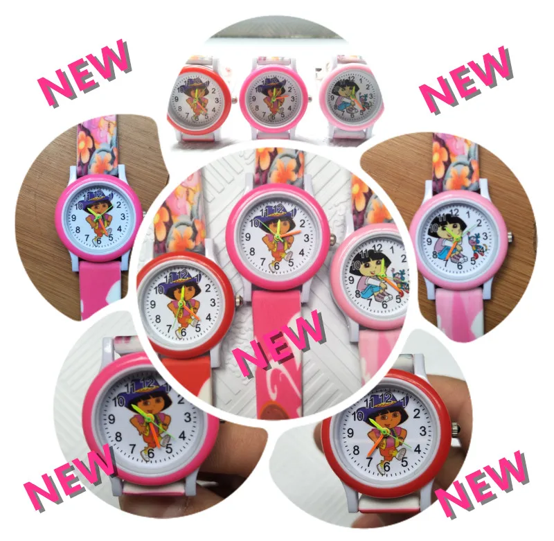 Новые детские часы с силиконовым цветным ремешком Dora, вечерние часы для девочек и мальчиков, подарок студентам, Детские кварцевые