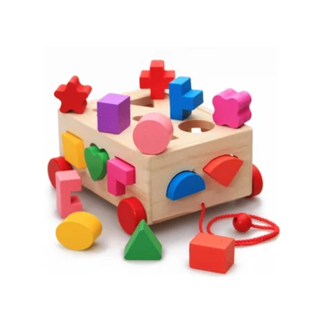 

Chanycore Baby Learning Educational Wooden Toys Geometric Shape Blocks Box Sorting Matching Towable yc Montessori Kid Gift 4114