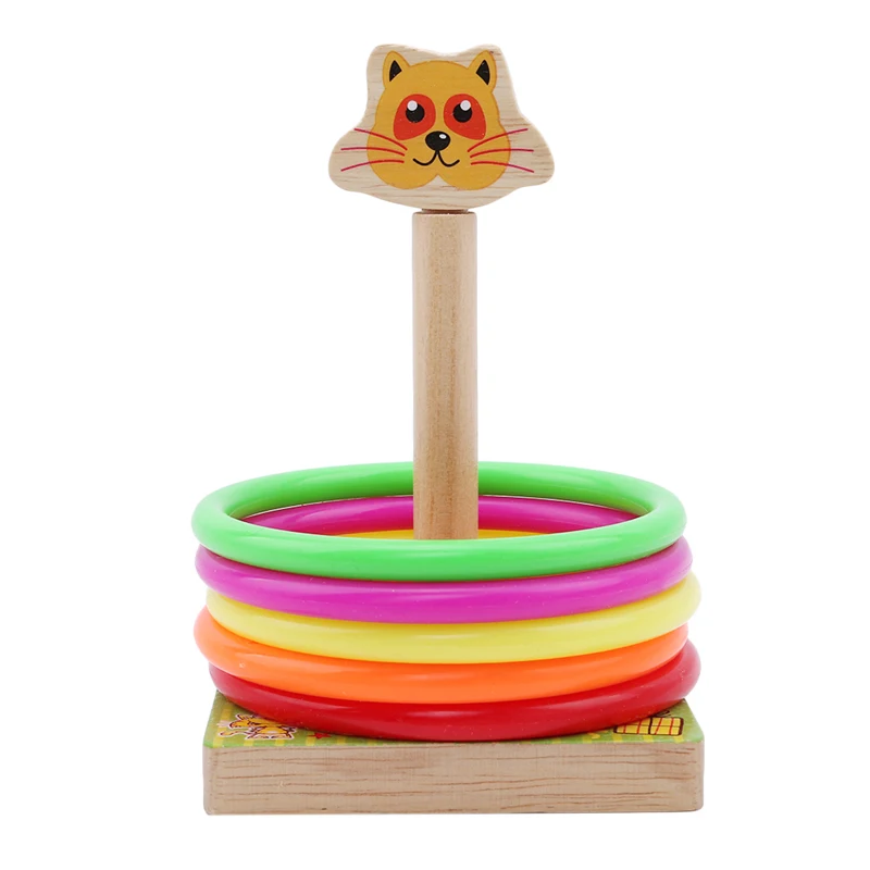 Деревянные игрушки животные метательные Кольца Развивающие игрушки для 3 лет Brinquedo развивающие игрушки - Цвет: cat