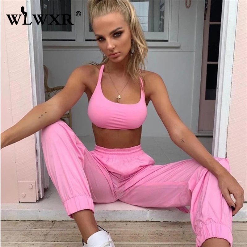 WLWXR уличная одежда Женский комплект 2 шт. костюм сексуальный укороченный топ и