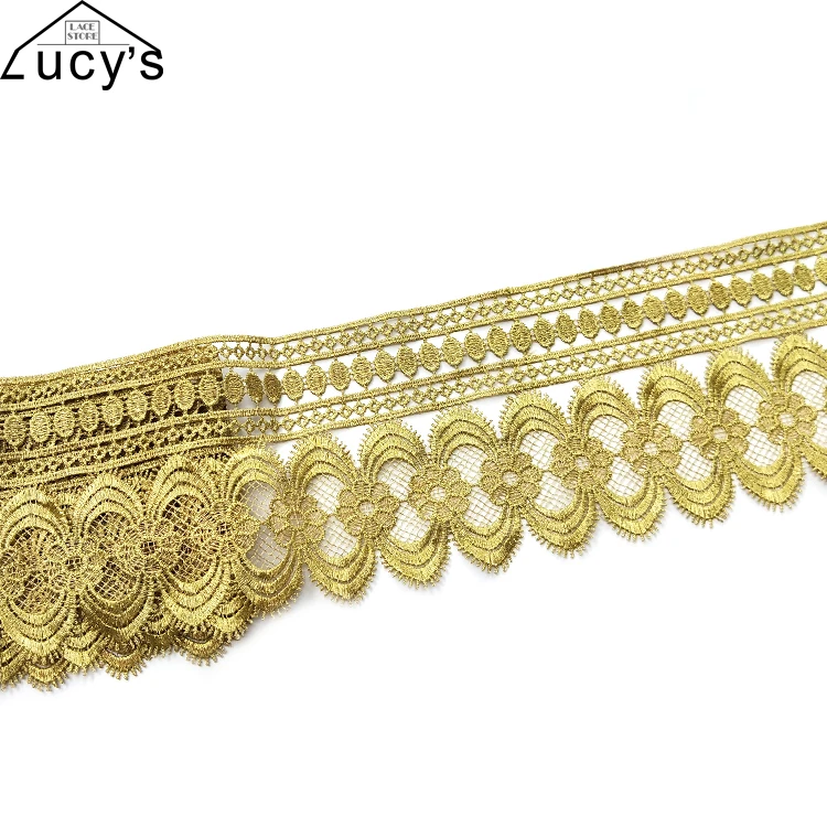 12CM 5 yards/bag gold lace trim embroidered border trimming sewing for