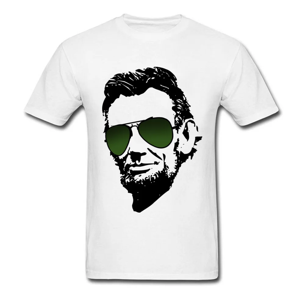 Normal Cool Abe Lincoln in aviators Men T-Shirt Fashionable Lovers Day Short Sleeve Crew Neck Cotton Tops & Tees Tee Shirt Cool Abe Lincoln in aviators white