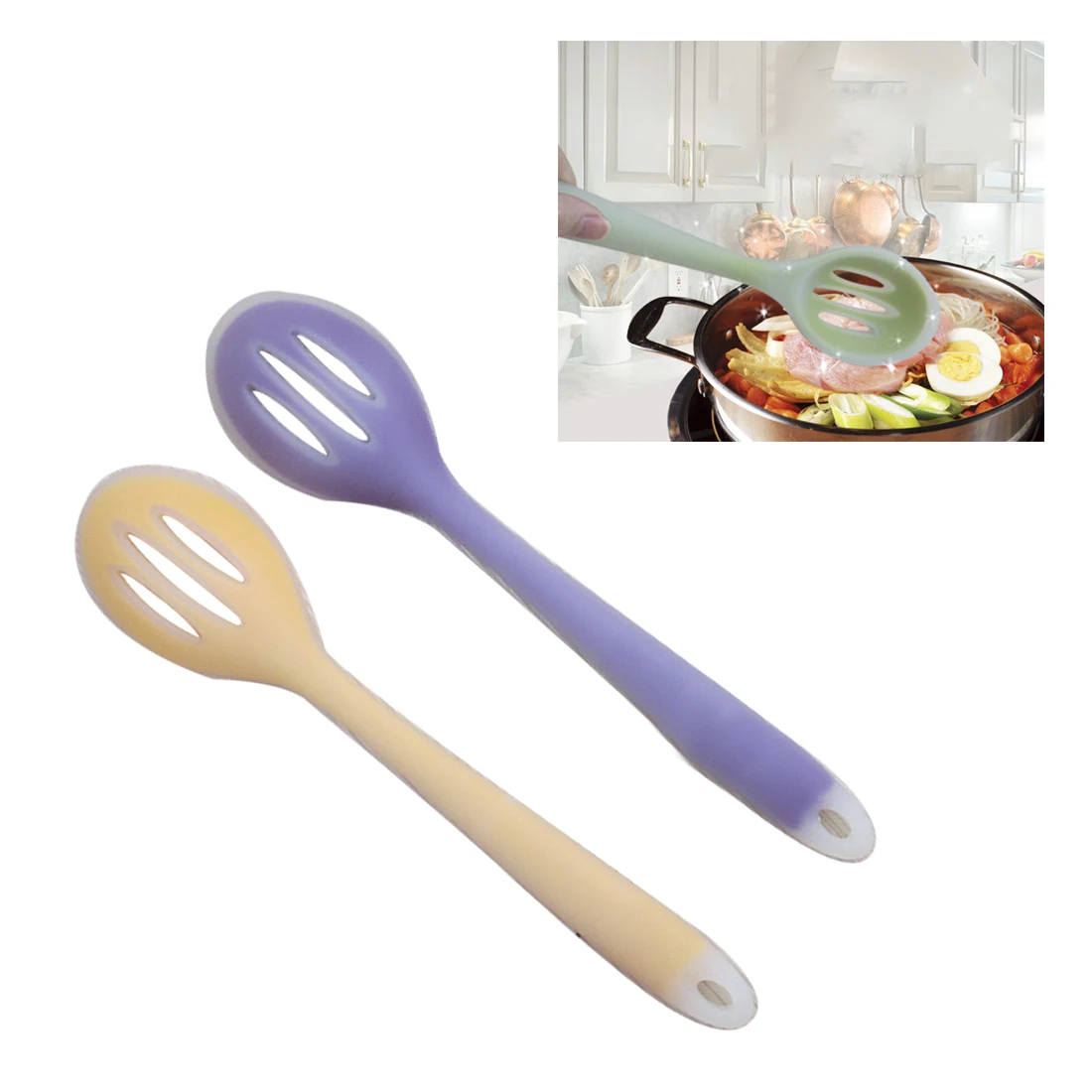 

Useful Cookware Nylon And Food Grade Silicone Kitchen Cooking Tools Spatula And Spoon Colorful Kitchenware