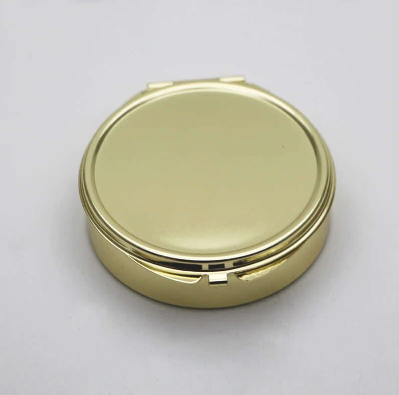 Gold Compact Mirror With 3 Compartments Inside Powder Handbag Gold Compact Mirror With 3 Compartments