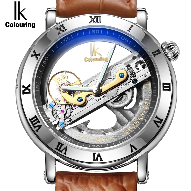 Prix pour IK Automatique Mécanique Montres Hommes Marque De Luxe Rose Boîtier en Or Véritable En Cuir Squelette Transparent Creux Montre 50 m étanche Prix pour IK Automatique Mécanique Montres Hommes Marque De Luxe Rose Boîtier en Or Véritable En Cuir Squelette Transparent Creux Montre 50 m étanche