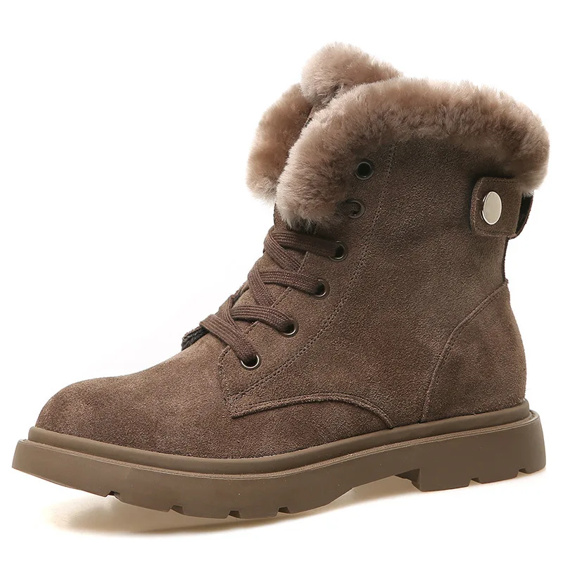 

winter boots women 2018 New autumn leather Plush Woman Martin boots Keep warm Comfortable Ladies snow boots Women Ankle boots
