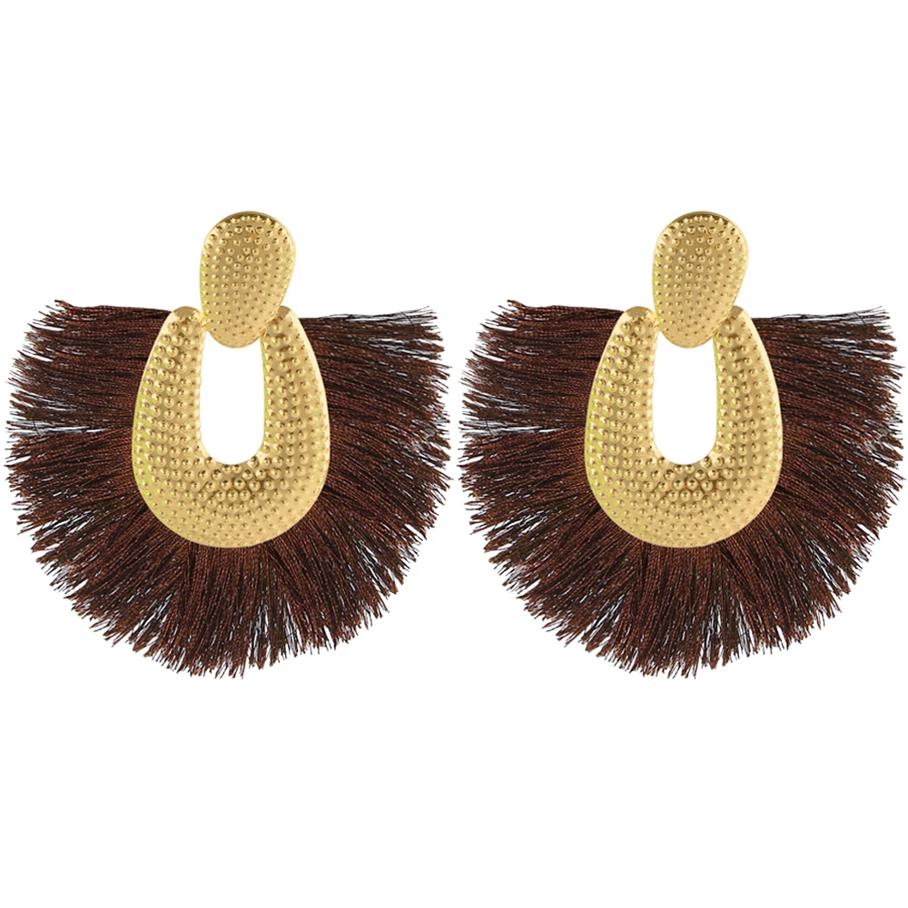 E5812Personality Women Big Tassel Drop Earrings Colorful Bohemia Dangle Earring Fashion Jewelry Ear Drop Special Design Gift CS28