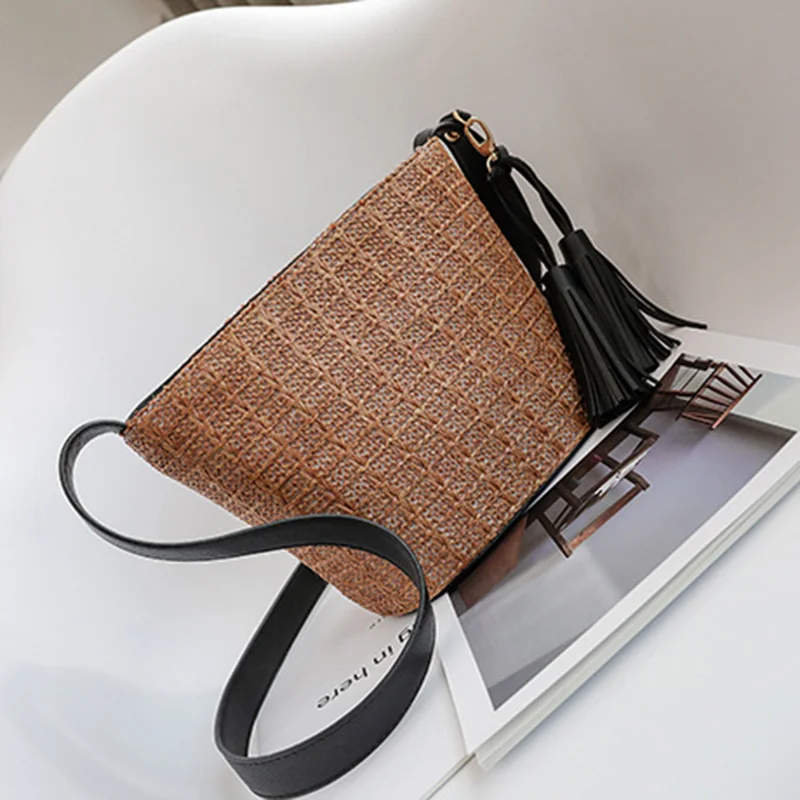 Women Tassel Beach Straw Bag Bohemian Female Summer Holiday Handbag Fashion Woven Lady Shoulder Bag Travel Mini Crossbody SS3272 (12)