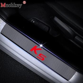 

4PCS Carbon Fiber Vinyl Sticker Car Door Sill Scuff Plate Door Sills Guard For KIA K5 Auto Part Car Interior Decoration Stickers
