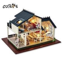 CUTEBEE Doll House Miniature DIY Dollhouse With Furnitures Wooden House font b Toys b font For