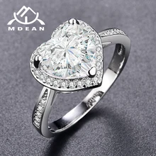 Mdean кольца белого золота цвета для свадебное кольцо для женщин чистое сердце AAA циркон ювелирные изделия Bague Bijoux Размер 6 7 8 9 H548