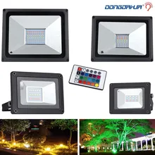 Светодиодный точечный светильник на открытом воздухе RGB прожектор светильник Цвет меняющийся Светодиодный отражатель мощностью 10 Вт, 20 Вт, 30 Вт, 50 Вт Водонепроницаемый напольный светильник сада 220V
