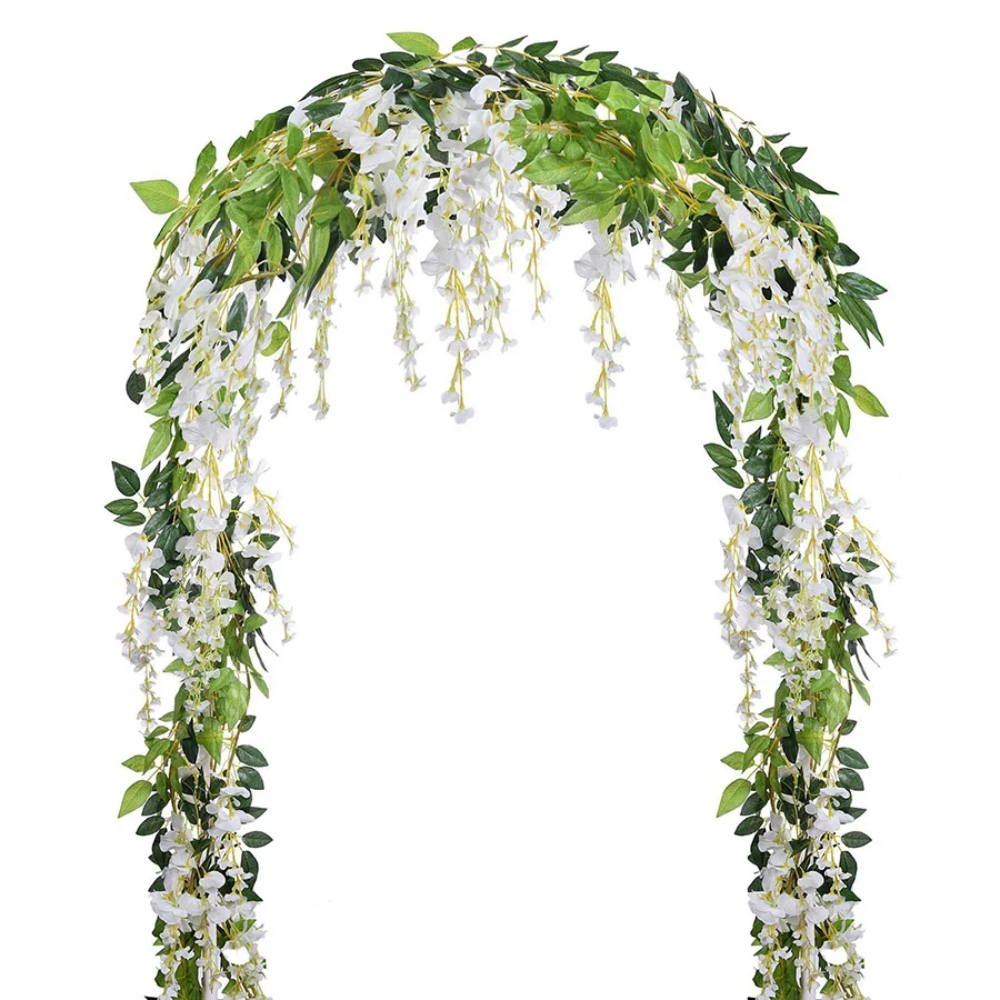 3.6 Feet Artificial flower Silk Wisteria Vine Rattan Fake Wisteria Garland Hanging Flowers for Home Garden Party Wall Wedding Decor,6 Pieces WHITE 2 DearHouse 3.6 Feet Artificial flower Silk Wisteria Vine Rattan Fake Wisteria Garland Hanging Flowers for Home Garden Party Wall Wedding Decor,6 Pieces WHITE 2 DearHouse