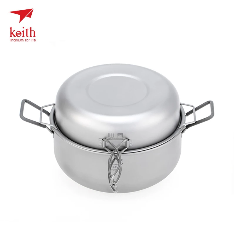 Keith exterior de titanio de olla de vapor Pan conjunto de cesta de Picnic olla vajilla para el fuego de la cocina de inducción mi6015